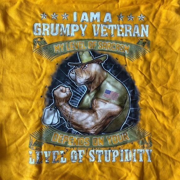Grumpy Veteran Hoodie Gold Medium - Picture 1 of 5
